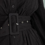 Shirt cotton lace midi dress - Black