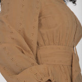 Shirt cotton lace midi dress - Sand