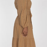 Shirt cotton lace midi dress - Sand