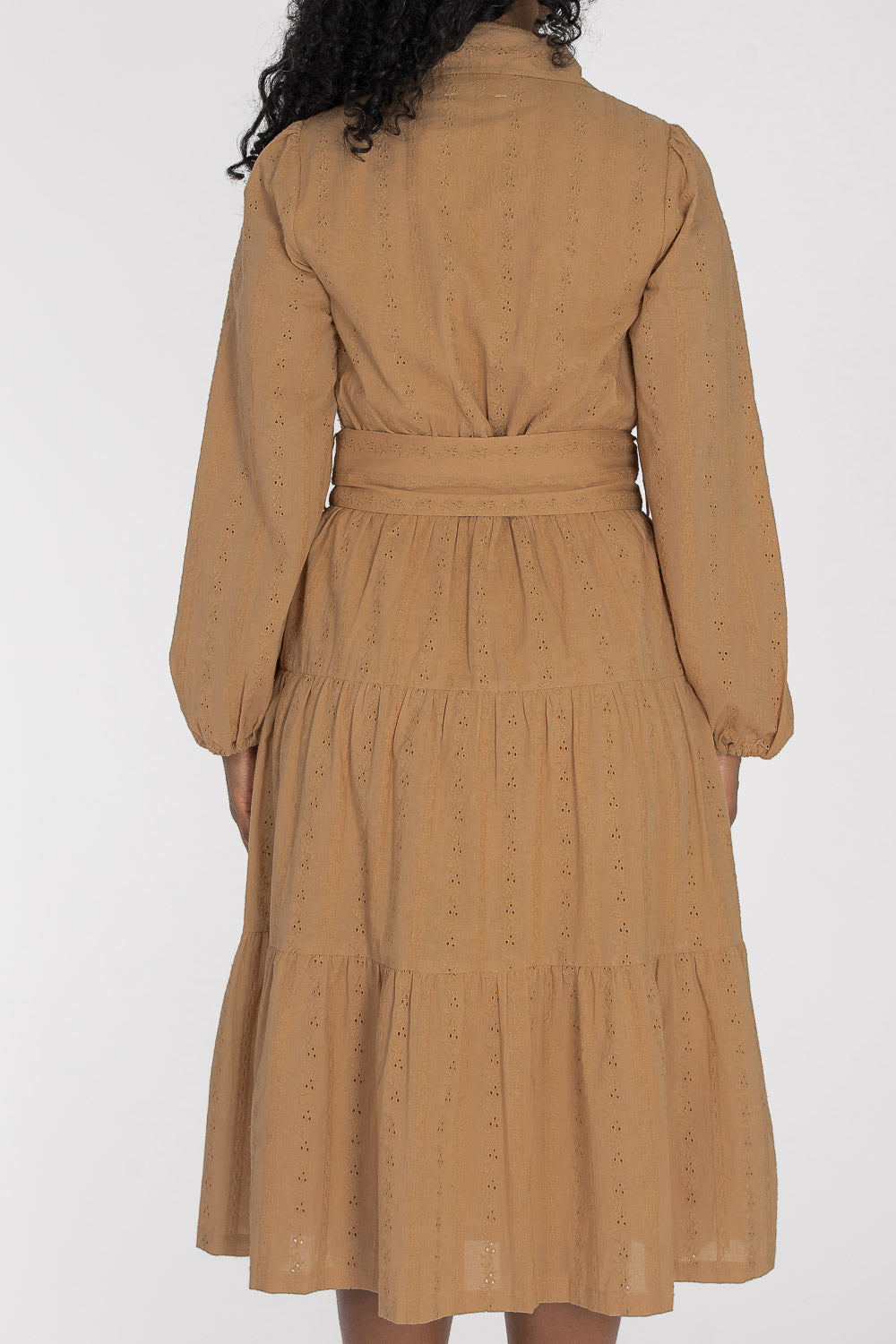 Shirt cotton lace midi dress - Sand