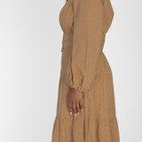 Shirt cotton lace midi dress - Sand