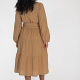 Shirt cotton lace midi dress - Sand