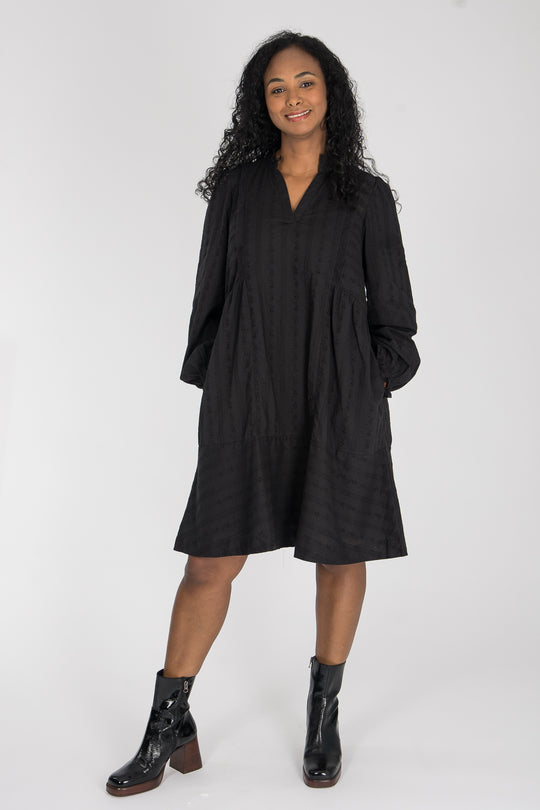 Cotton lace short dress - Black