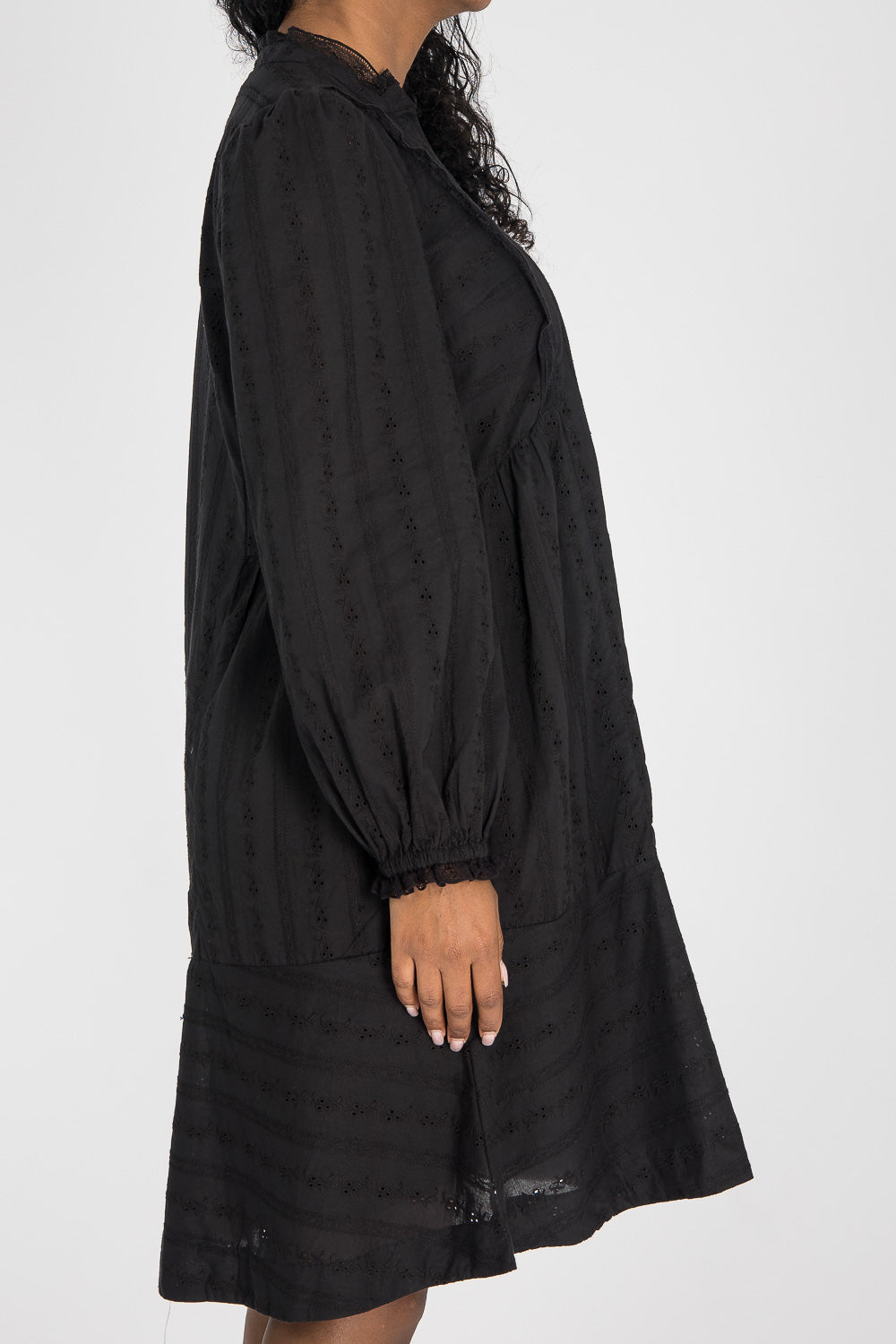 Cotton lace short dress - Black