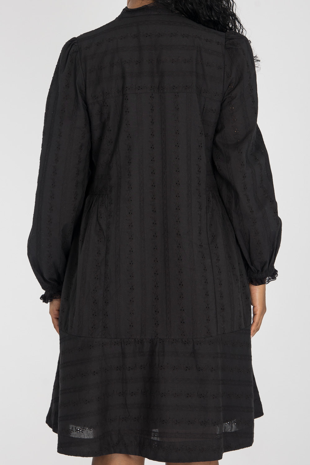 Cotton lace short dress - Black