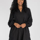 Cotton lace short dress - Black
