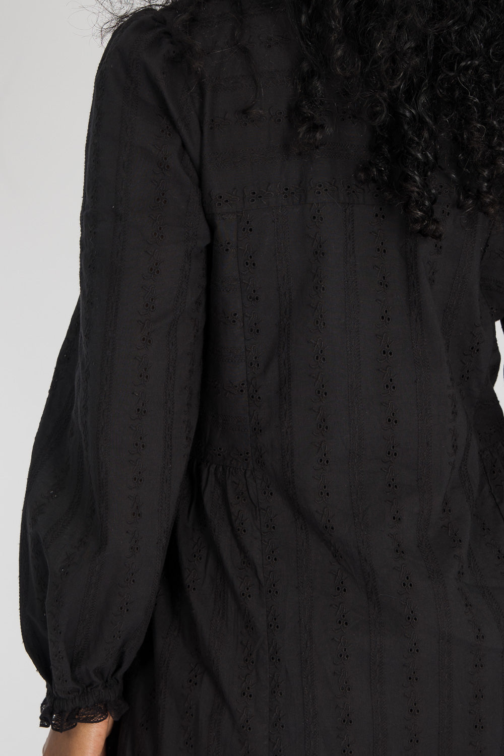 Cotton lace short dress - Black