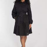 Shirt cotton lace short dress - Black
