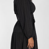 Shirt cotton lace short dress - Black
