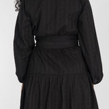 Shirt cotton lace short dress - Black