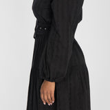 Shirt cotton lace short dress - Black