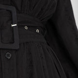 Shirt cotton lace short dress - Black