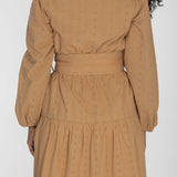 Shirt cotton lace short dress - Sand