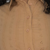 Shirt cotton lace short dress - Sand