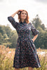 Cotton shirt midi dress - Navy flowers