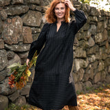 Cotton lace midi dress - Black