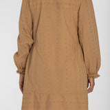 Cotton lace short dress - Sand