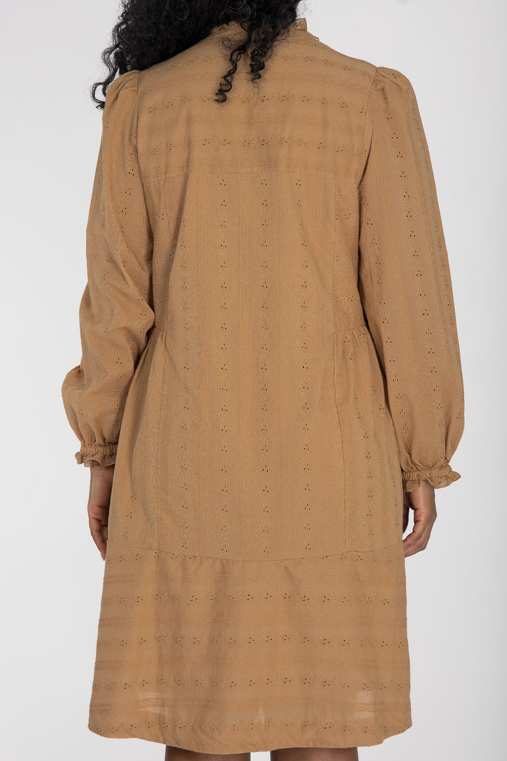 Cotton lace short dress - Sand