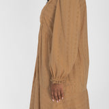 Cotton lace short dress - Sand