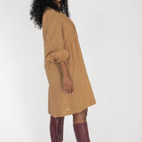 Cotton lace short dress - Sand