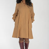 Cotton lace short dress - Sand