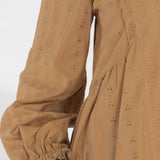 Cotton lace short dress - Sand