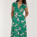 Picot pocket midi jersey dress - Green