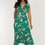 Picot pocket midi jersey dress - Green
