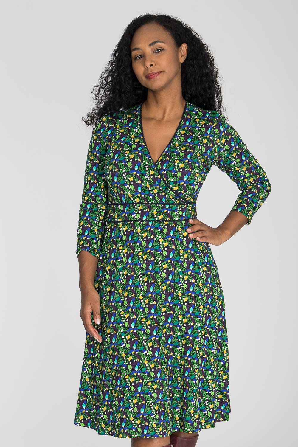 Picot pocket short jersey dress - Navy