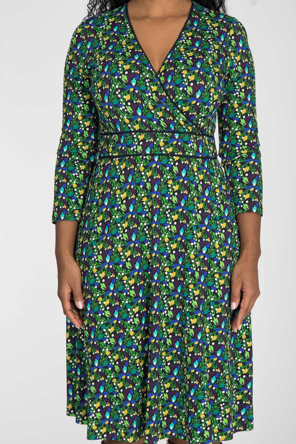 Picot pocket short jersey dress - Navy