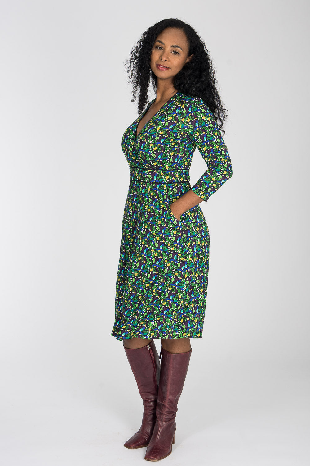 Picot pocket short jersey dress - Navy