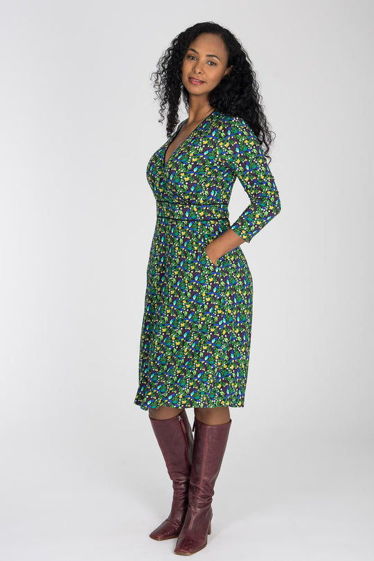 Picot pocket short jersey dress - Navy
