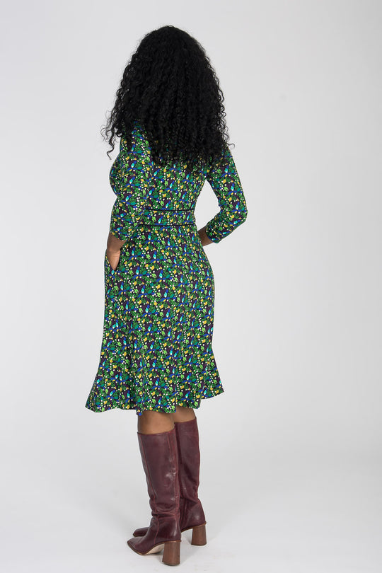 Picot pocket short jersey dress - Navy