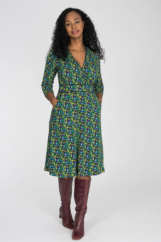 Picot pocket short jersey dress - Navy