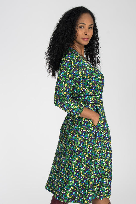 Picot pocket short jersey dress - Navy