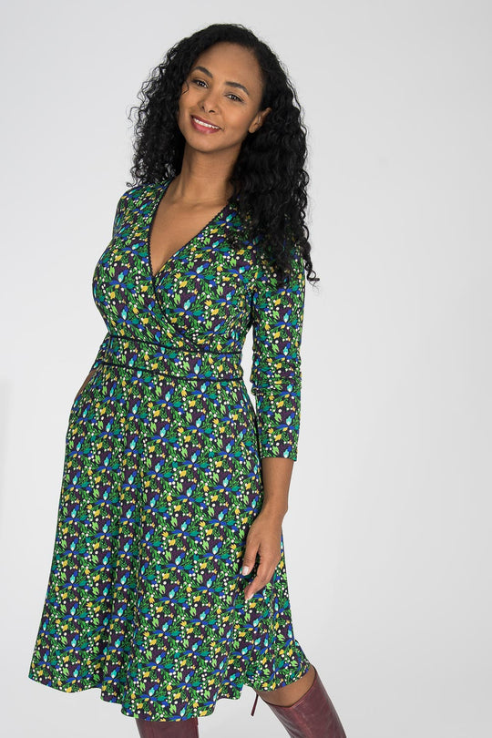 Picot pocket short jersey dress - Navy