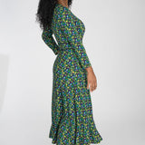 Picot pocket midi jersey dress - Navy