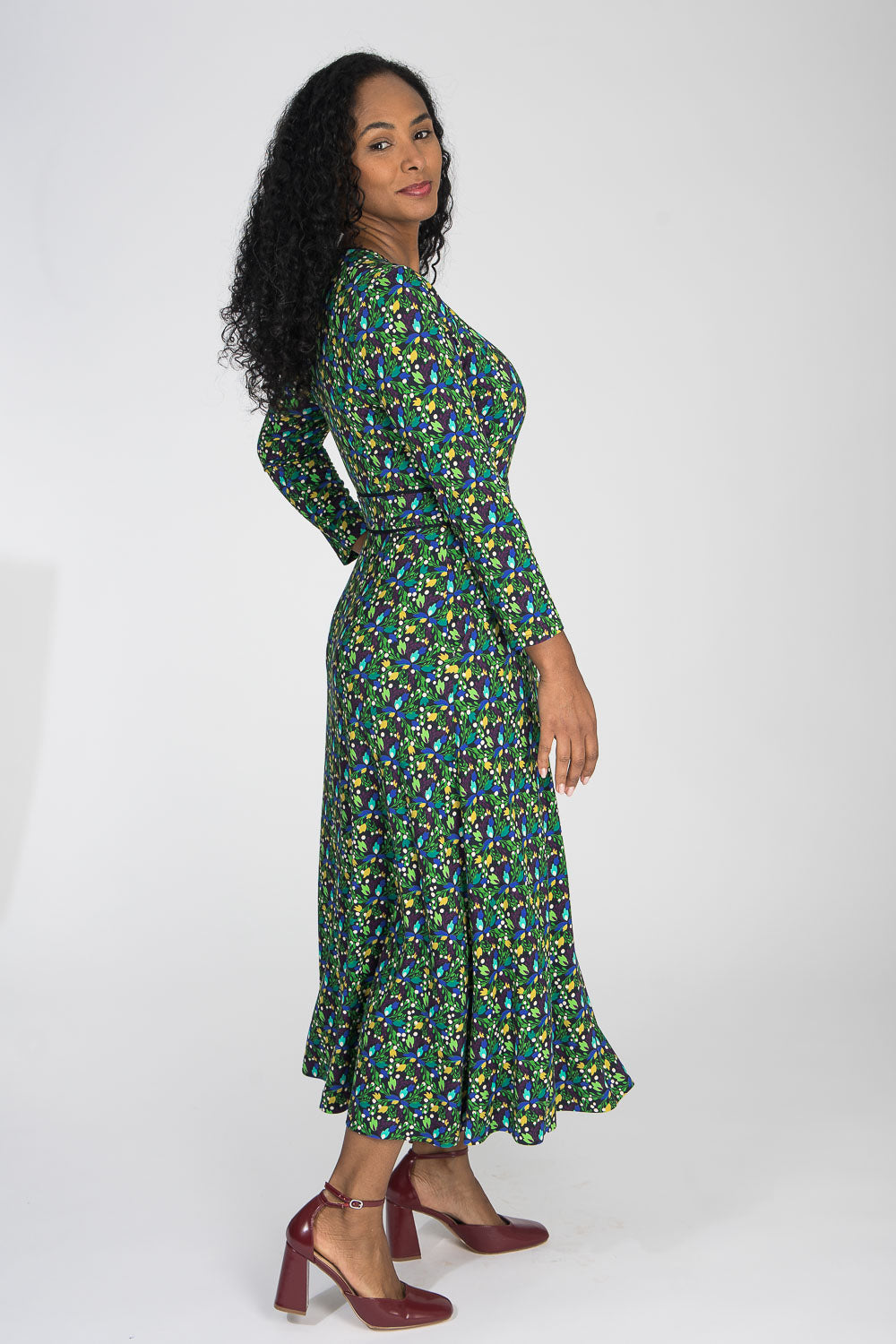 Picot pocket midi jersey dress - Navy