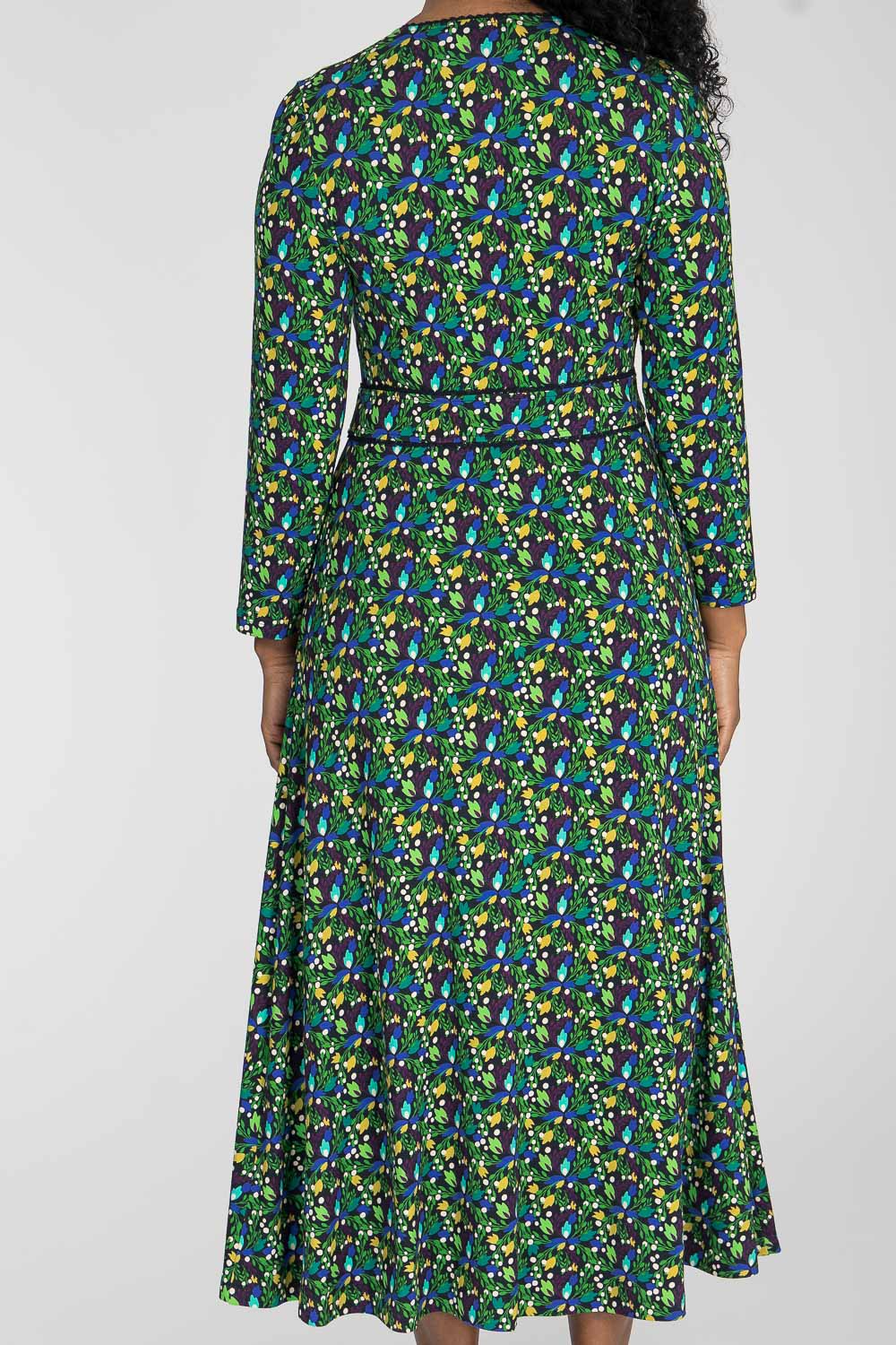 Picot pocket midi jersey dress - Navy
