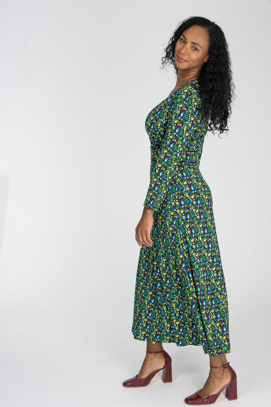 Picot pocket midi jersey dress - Navy