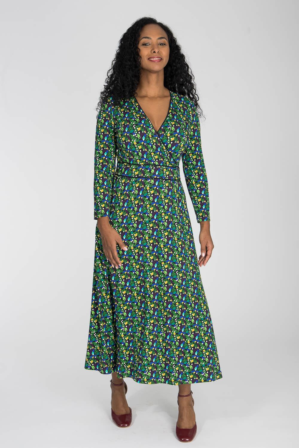 Picot pocket midi jersey dress - Navy