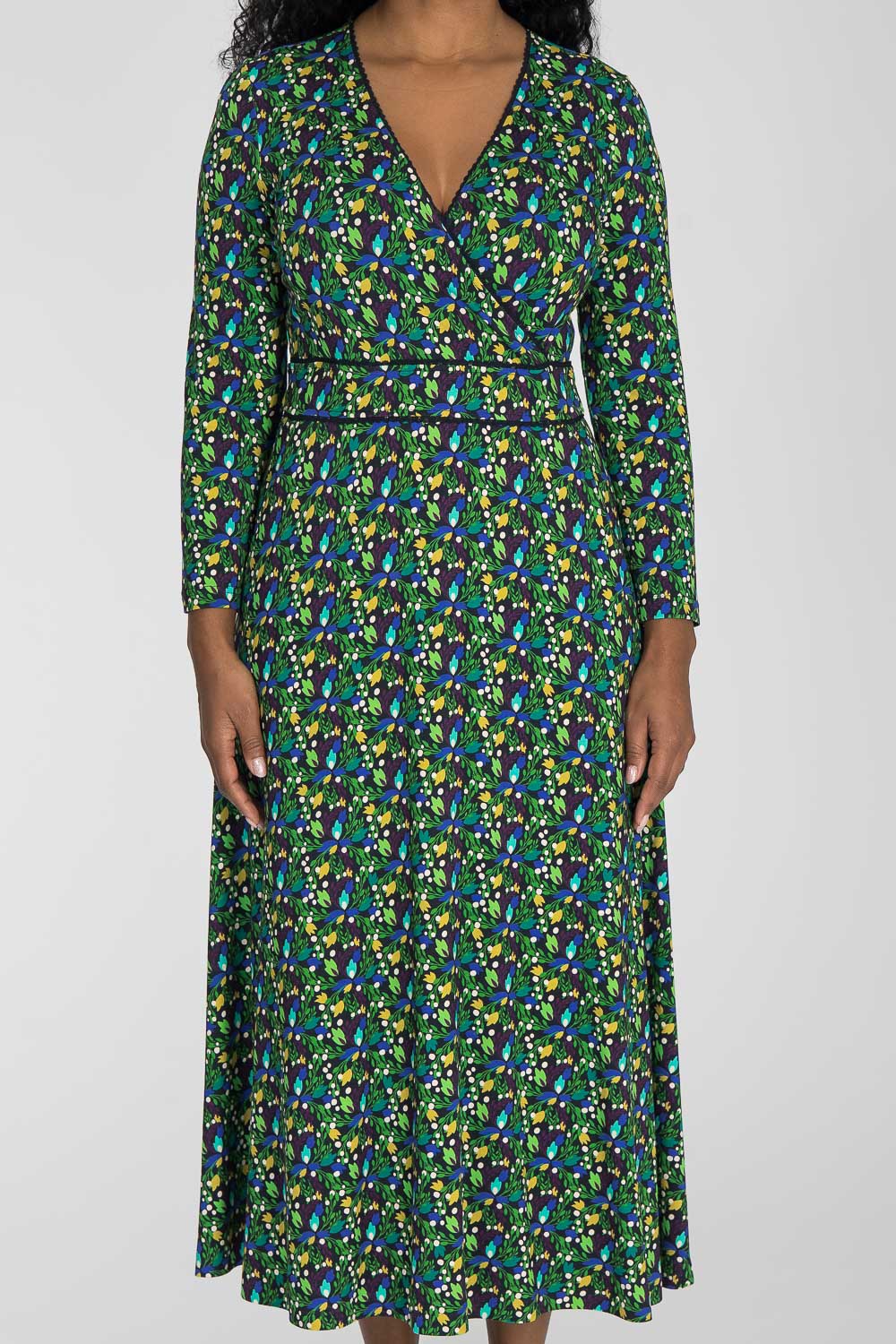 Picot pocket midi jersey dress - Navy