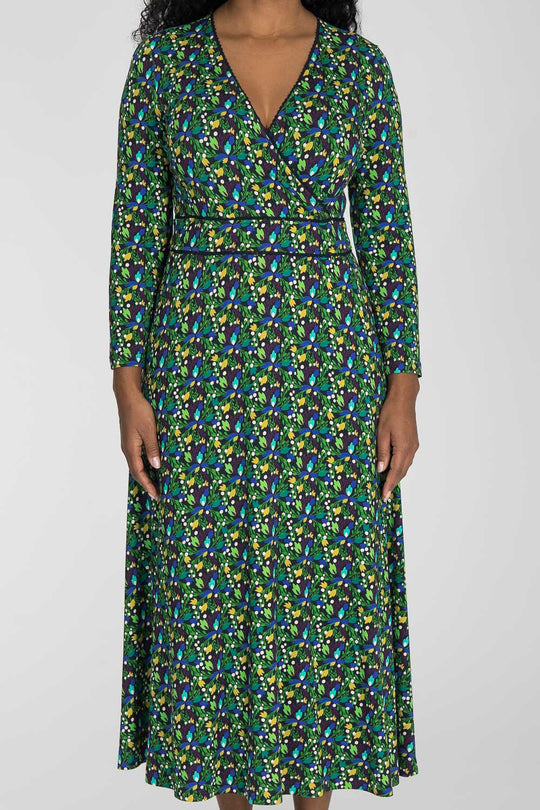 Picot pocket midi jersey dress - Navy