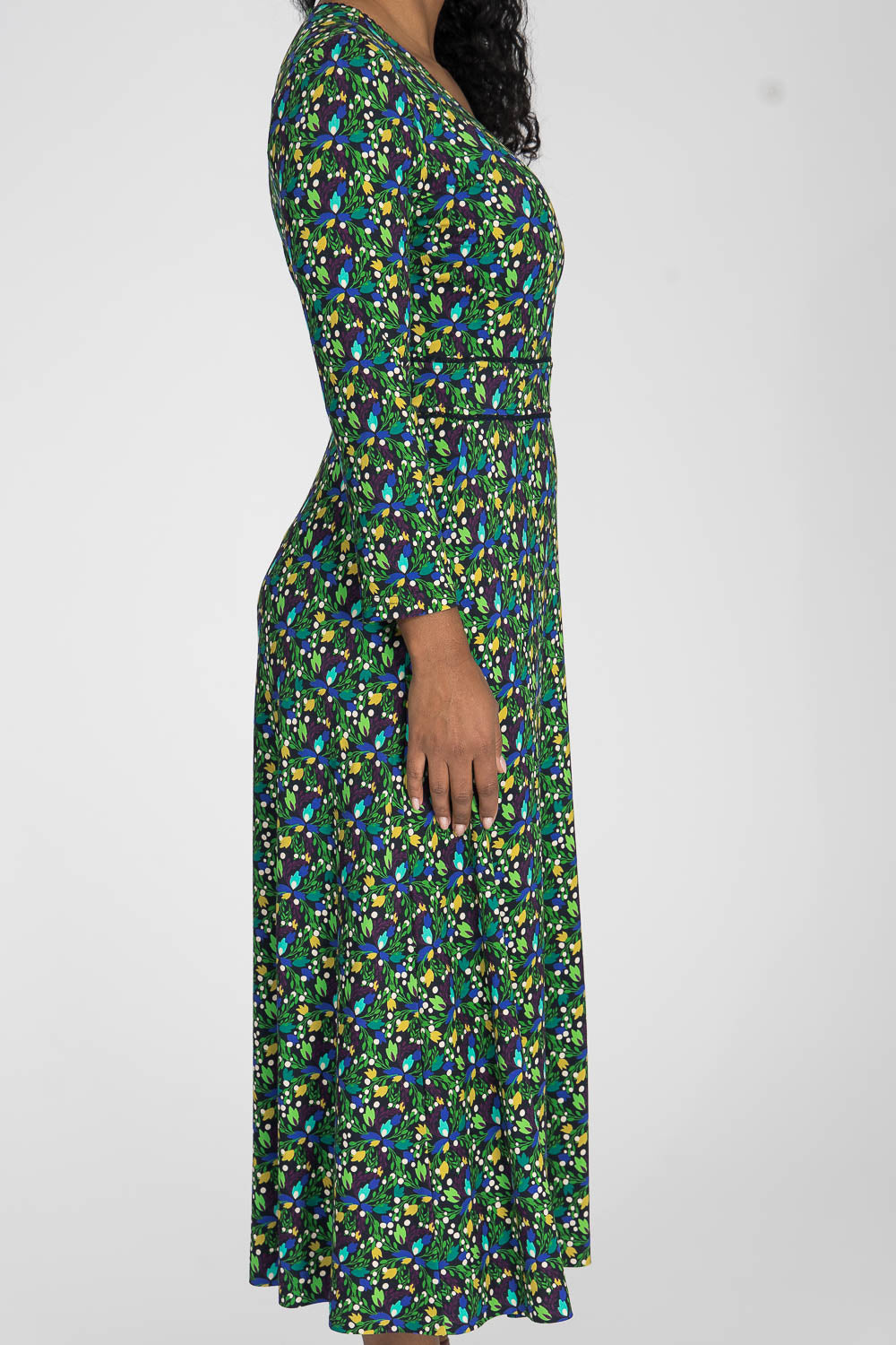 Picot pocket midi jersey dress - Navy