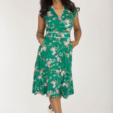 Picot pocket short jersey dress - Green
