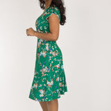 Picot pocket short jersey dress - Green