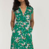 Picot pocket short jersey dress - Green
