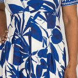 Pleated waist midi jersey dress - Blue