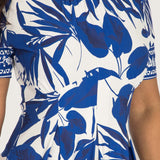 Pleated waist short jersey dress - Blue