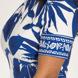 Pleated waist short jersey dress - Blue